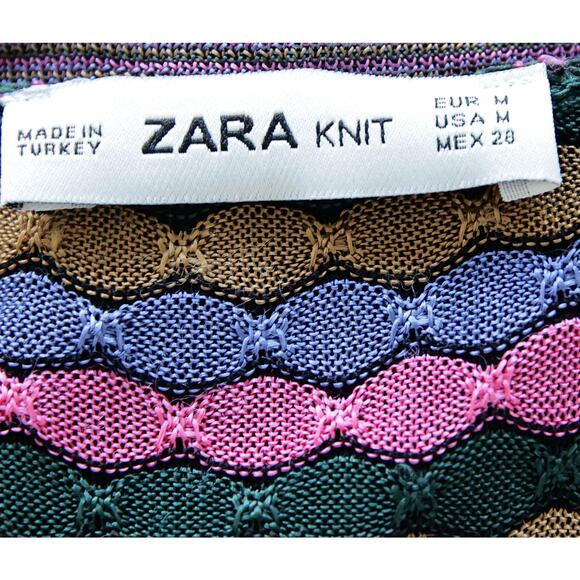 ZARA Knit Stripe button-down cardigan size M - Picture 2 of 4